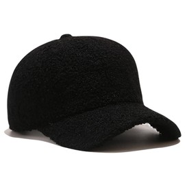 Winter Baseball Cap for Women Lambs Wool Solid Color Warm Baseball Cap Fashion Dad Hat for Outdoor Travel Black