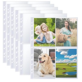 60 Pack Photo Album Refill Pages, 480 Poket Photos Sleeves for 2/3/4 Ring Binder, Double-Sided 4 Pocket Photo Sheet Protector, Ultra-Clear Postcard Sleeves Photo Pages