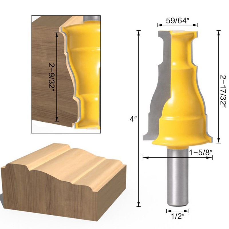 1/2in Shank Router Bit Door Window Heat Resistant Woodworking Trimming
