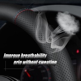 YOUDAXIN New Nappa Leather Car Steering Wheel Cover, Comfortable, Non-Slip, Sport Style Universal 15". Black Yellow