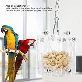 Juguetes de forrajeo de aves, Alimentador colgante de jaula de pájaros de loro único, Dispositivo de alimentación de placa de acrílico de frutas colgantes para juguetes de rompecabezas de loros