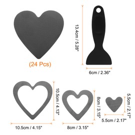 HARFINGTON 24pcs Non Slip Bathtub Stickers Bath Shower Floor 4" Anti-Slip Adhesive Sticker Tape Heart Style Decals with Scraper for Bathroom Kitchen Bathtub Treads Stairs, Gray