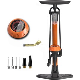 Bike Pump, Air Bicycle Pump Inflator for Presta and Schrader Valve Tire Ball Bike Portable Pumps 160PSI & 11BAR - Color: Pro With Gauge