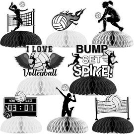 Kreatwow Volleyball Party Decorations 8Pcs Volleyball Honeycomb Centerpieces Volleyball Table Decorations Bump Set Spike Volleyball Birthday Party Decor Sport Theme Birthday Decor for Baby Shower Bday