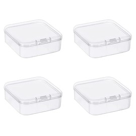 Leliafleury 4.3x4.3x2cm Transparent Plastic Organizer, 5Pcs Empty Mini Square Storage Containers Clear Plastic Storage Boxes with Lids for Small Items