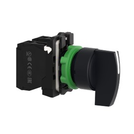 Schneider Electric Selector Switch - Black Color, Plastic w/Long Handle, 22mm - 3 Positions, Stay Put Operator, 2 NO Contact Type - Quick & Easy Assembly - Harmony XB5 (XB5AJ33)