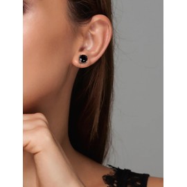 5mm Black Moissanite Small Stud Cool Earrings for Women Hypoallergenic Sterling Silver Round Mens Earrings