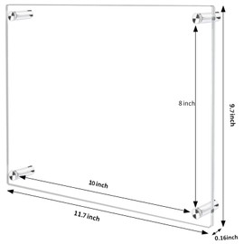 Ludery 8x10 Clear Acrylic Wall Mount Floating Frameless Picture Frame,Clear Acrylic Photo Frame for Wall, Frameless Picture Frame Panel For Degree Certificat, artwork and family portraits
