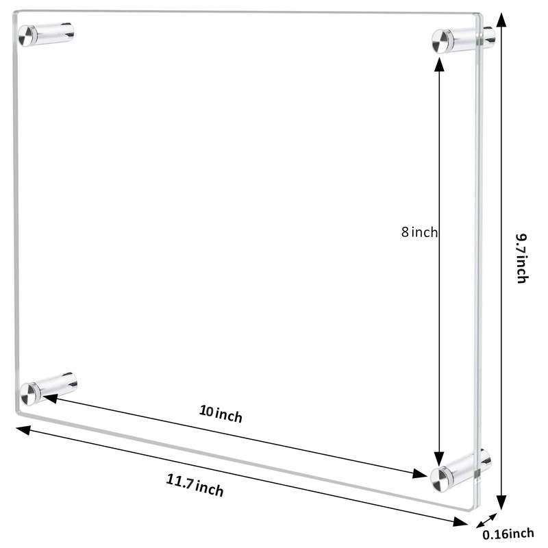 Ludery 8x10 Clear Acrylic Wall Mount Floating Frameless Picture Frame,Clear