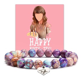 TOEECY Bracelet for Women Birthday Gift Bracelets Stress Relief Anxiety Yoga Bracelet with Birthday Cards Natural Crystal Stone Healing Bracelet for Best Friend Bracelet