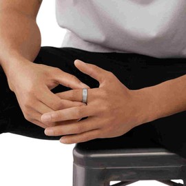 EMPORIO ARMANI Men's Stainless Steel Band Ring, EGS298804010, Stainless Steel, No Gemstone