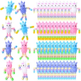 Soulchen 100 Pieces Unicorn Transformable Fidget Funny Sensory Fidget Toys Stress Relief Sensory Fingertip Gyros for Kids Adults Boys Girls Stocking Stuffers Gifts