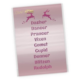 CraftStar Santa's Reindeer Names Stencil - Reusable Christmas Craft/Airbrush Stencil