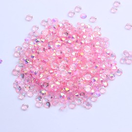 MajorCrafts 2000pcs 5mm ss20 Transparent AB Flat Back Round 14 Facets Resin Rhinestones Arts and Crafts Embellishment Gems (Clear Light Pink AB T04)