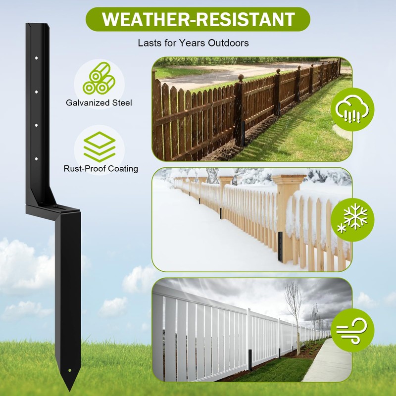 2 Pcs Fence Post Repair Kit, Heavy Duty Fence Post