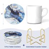 Topdea Drink Coasters with Holder(Set of 6), Navy Blue Marble