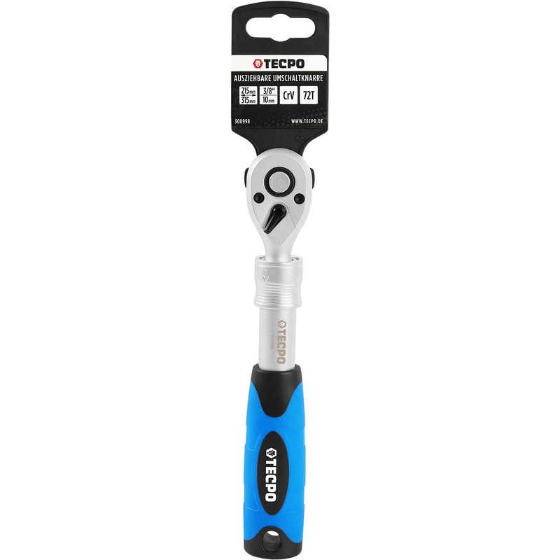 TECPO Extendable reversible ratchet, 3/8 inch, 215-315 mm, telescopic ratchet
