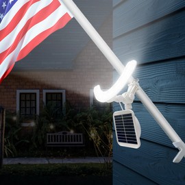 Flag Light Solar Powered,2 in 1 Brightest Led Flagpole Lights for 1-1.5" Flagpole - Can Be Placed in The Garden for Lighting - House Eaves Angled Small Flag Lighting (White)
