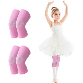 HOCAFER 2 Pairs Kids Knee Braces, Knee Compression Sleeve for Children, Kids Non Slip Support for Boys, Girls, Running, Pickleball(Pink Cherub, L, 2P)