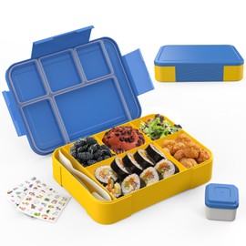 SWVIODMT Brotdose Kinder mit Fächern 1300ml, Lunchbox für Kinder, Bento Box mit 5 Fächern Besteckset, auslaufsichere Lunchbox für Kindergarten, Schule, Picknick, Ausflüge Blau