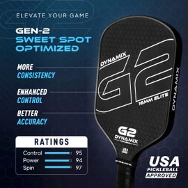 Pickleball Paddles, Carbon Fiber Pickleball Paddle, G2 (Gen2) 16mm USAPA Raw Carbon Pickleball Racket, Pro-Grade Thermoformed Pickle Ball Paddle for Control, Power, Spin by Dynamix (Black, Black Edge)