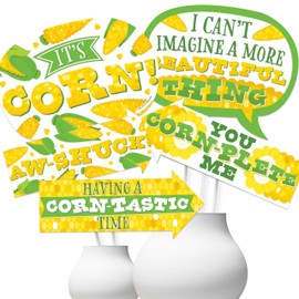 Big Dot of Happiness Funny It's Corn - Fall Harvest Party Photo Booth Props Kit - 10 Piece