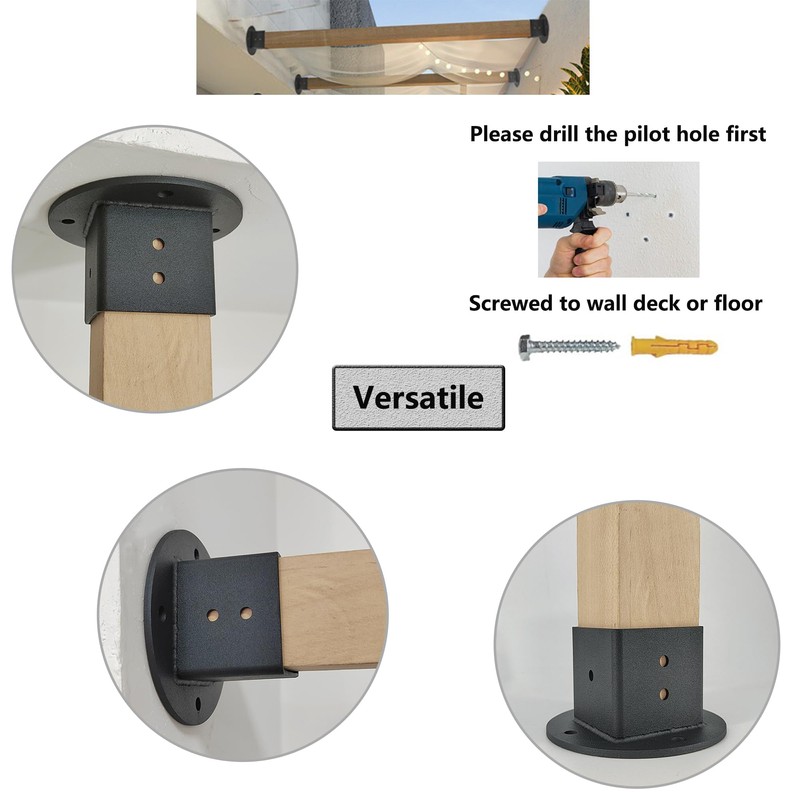 Wpbhk 2Pcs Floor Flange 2x2 Post Anchor Base Heavy Duty