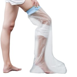 AMSGANK Shower Protection Leg, Cast Protection Waterproof Leg Reusable Waterproof Cast Bandage for Broken Toe, Ankle Burning, Keep Wounds Dressings Dry - Adult Long Leg