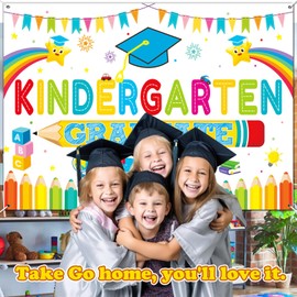 iPartycool Kindergarten Graduation Banner, 72x44 Inch Kindergarten Graduation Backdrop, Kinder Graduation Backdrop Banner for Preschool Kindergarten Graduation Decorations Class of 2024 White