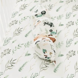 GRSSDER Stretchy Ultra Soft Jersey Knit Fitted Crib Sheets Set 2 Pack, Fit All Standard Crib Mattress Pads, Breathable Crib Sheet for Girls, Watercolor Daisy Flowers