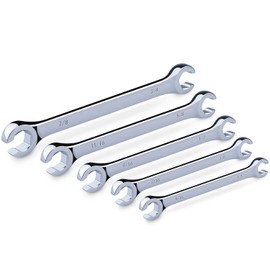 EFFICERE 5-Piece Double-End SAE Flare Nut Wrench Set in Rack, Size 1/4, 5/16, 3/8, 7/16, 1/2, 9/16, 5/8, 11/16, 3/4, 7/8” | Cr-V Steel, 6-Point Head, Best Line Wrench for Fuel, Brake, Air Conditioning