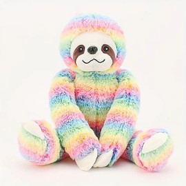unsnurnoch 18" Tie-Dye Rainbow Sloth Plush Toy, Soft Wildlife Stuffed Animal, Cute Colorful Cuddly Toy, Perfect Birthday for Kids, Friends, Wildlife Lovers, Room Decor