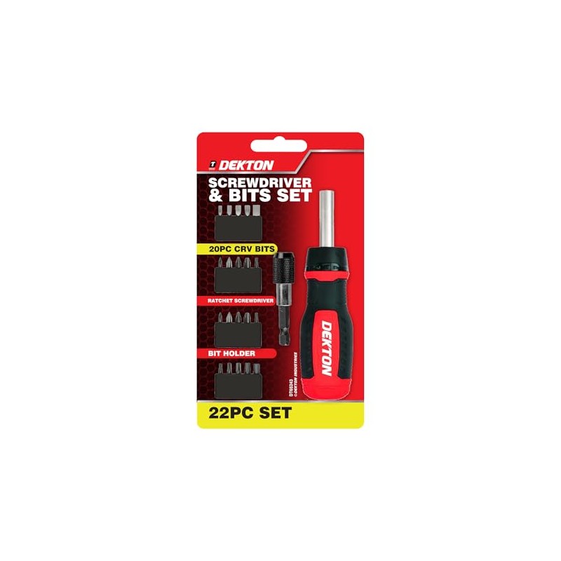 Dekton 22pc Ratchet Screwdriver Set | Includes Precision Bits, Magnetic