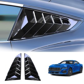 Xhfarce Window Louvers Fits for Ford Mustang 2024 2025 Accessories Rear Side Window Louvers Windshield Sun Shade Cover Auto Exterior Decoration Trim Accessories(Bright Black)