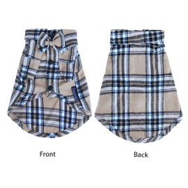 Pet Shirt Clothes for Dogs and Cats, Puppy Plaid Cotton Polo Shirts Adorable Casual Pet Apparel T Shirts (Large, Khaki)