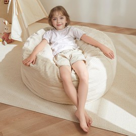 HIGOGOGO Bean Bag Chair Bed,Convertible Beanbag Folds from Lazy Chair to Floor Mattress Bed,High-Density Foam Filling, Small,Beige