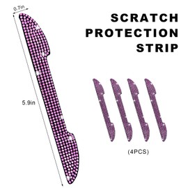 NYTKL 4PCS Bling Car Door Handle Scratch Protector, Crystal Auto Side Rear View Mirror Sticker Anti-Scratch Strip, Universal Vehicle Door Edge Guard Glitter Decoration for Women Men (Dark Pink)