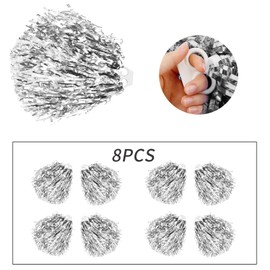 Pack of 8 Cheerleader Pompoms, Plastic Hand Flowers for School, Sports, Dance, Carnival Parties (D)