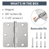 HOSOM 6 Pack Brushed Nickel Door Hinges 3.5 Inch with