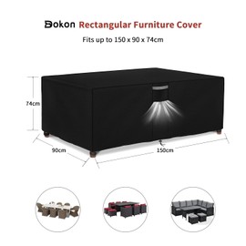 Dokon Garden Furniture Covers Waterproof, 150x90x74cm Heavy Duty 420D Oxford Fabric Windproof Anti-UV Patio Table Cover with Air Vent, Outdoor Table and Chairs Cover, Outside Rattan Sofa Cover