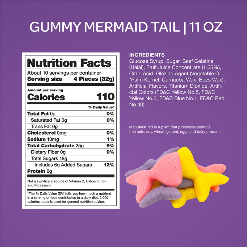Mermaid Tails Gummy Candy - 11 Ounce Pack (About 40