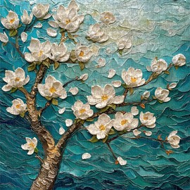 Flower Puzzle Puzzles for Adults 1000 Pieces, Hard Plant Floral Art Jigsaw Puzzles. Vintage Flower Painting Puzzle Almond Blossom