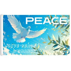 Cosymate Peace Flag 150 x 90 cm Peace Flag Peace Dove Flag Grapes Garden Flag for Indoor Outdoor Garden Balcony Decoration Accessories Give Peace A Chance
