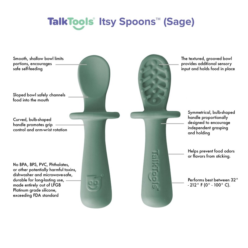 TalkTools ITSY Tiny Silicone Spoons – Twin Pack Soft Silicone