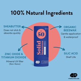 Organic Sun Cream Face SPF 50 - "Nose White" - Firm, Waterproof, Mineral, No Chemicals - Surf Sun Stick with Zinc for Children and Adults - Certified Natural Cosmetics