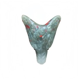 Sunshcat Natural African Bloodstone Pocket Wolf Head Crystal and Healing Stone Figurine,1.37 Inchs Perforated DIY Jewelry Pendant