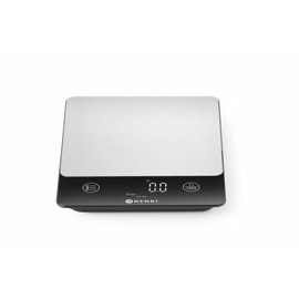 HENDI Digital Kitchen Scales, Household Scales, High Precision for Max 10 kg, Precision up to 1 g, with Built-in Digital Display, 160 x 210 x (H) 19 mm, ABS, Stainless Steel