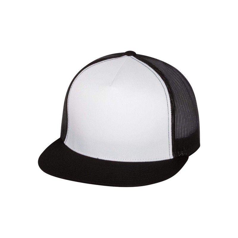 Yupoong Five-Panel Classic Trucker Cap - One Size - Black/White/Black