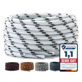 LaceHype 2 Pairs – Premium Round Shoelaces, Diameter 4.5 mm, Polyester, for Work Shoes, Boots, Outdoor Shoes and Sports Shoes, Tear-Resistant Shoe Laces, white/black