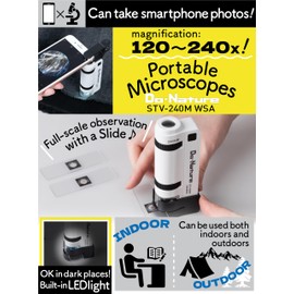 Kenko Microscope Do.Nature STV-240M WSA 120x - 240x Zoom, Can be Attached and Photographed by Smartphone, Equipped with LED Light, Handheld and Small Design, 712030
